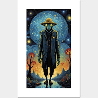 Starry Night Encounter: Van Gogh's Alien Odyssey Posters and Art